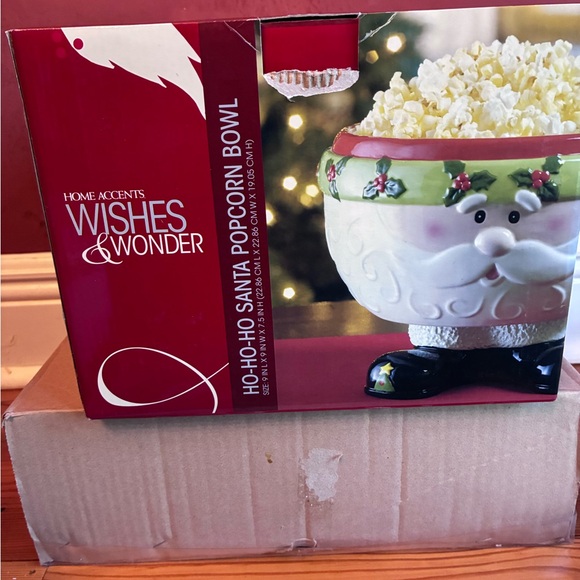 Home Accents Wishes &Wonder HO HO HO Santa Popcorn Bowl 9” tall - Picture 10 of 10